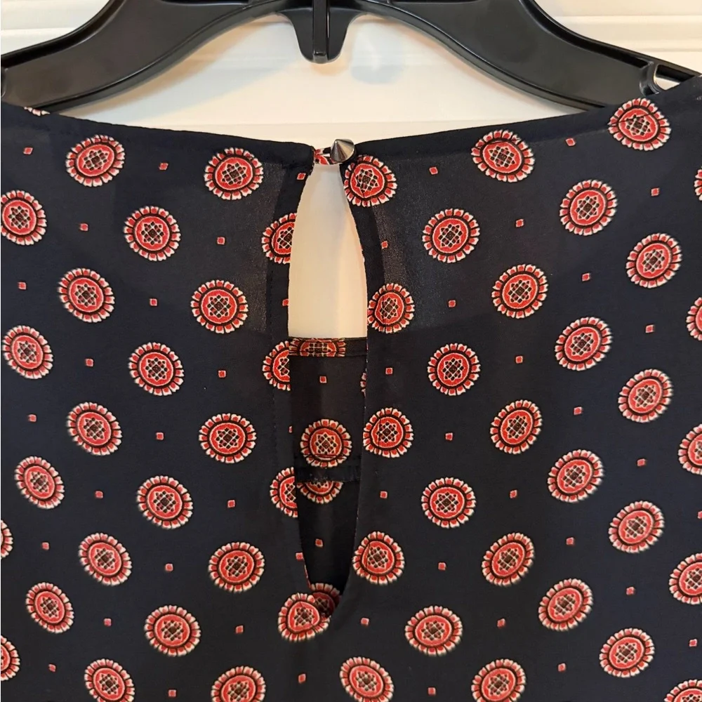 Long sleeve ruffle front blue and Pink Floral Blouse - Picture 7 of 8